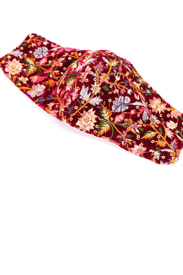 VELVET FLOWER EMBROIDERED FACE MASK LOUISE - sustainably made MOMO NEW YORK sustainable clothing, offerfm slow fashion