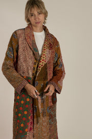 VICTORIA THALIA EMBROIDERE PATCHWORK KIMONO JACKET - sustainably made MOMO NEW YORK sustainable clothing, Jacket slow fashion