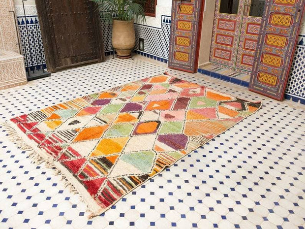 vintage moroccan rug from Beni mguild, berber handmade area rug - sustainably made MOMO NEW YORK sustainable clothing, rug slow fashion