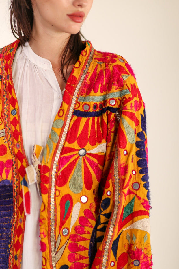 VINTAGE TRIBAL EMBROIDERED KIMONO VISKUS - sustainably made MOMO NEW YORK sustainable clothing, slow fashion