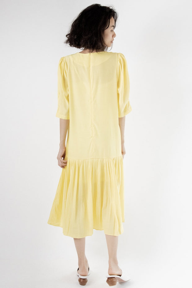 Yellow Dress Agnes - sustainably made MOMO NEW YORK sustainable clothing, kaftan slow fashion