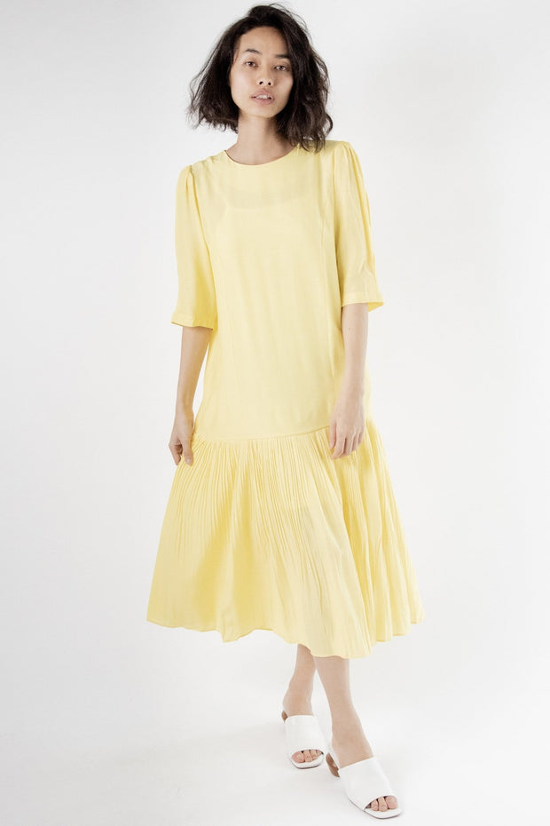 Yellow Dress Agnes - sustainably made MOMO NEW YORK sustainable clothing, kaftan slow fashion