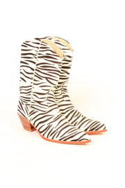 ZEBRA PRINT WESTERN BOOTS XENIAS - sustainably made MOMO NEW YORK sustainable clothing, boots slow fashion